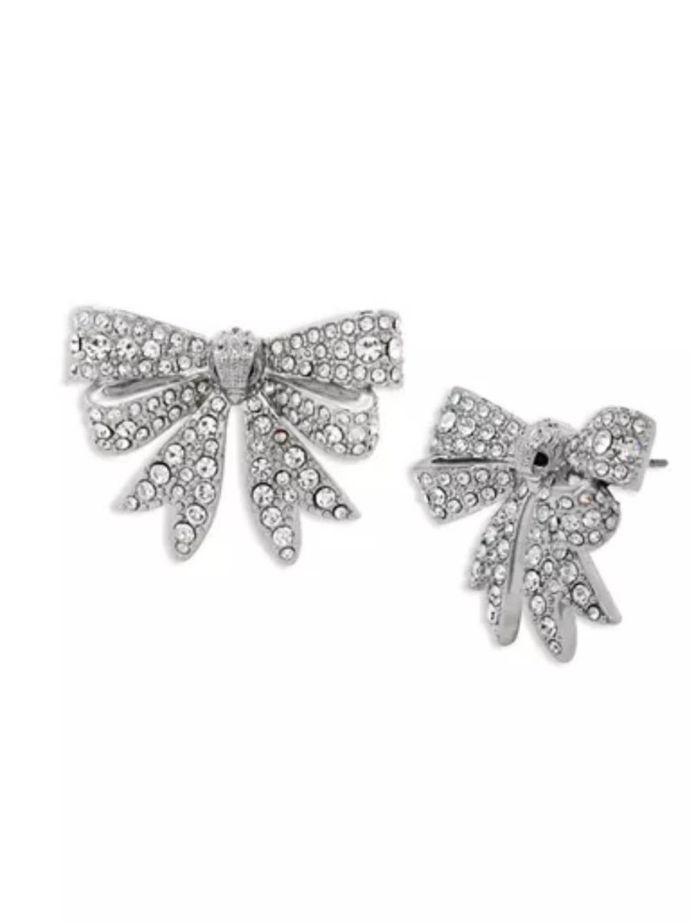 Kurt Geiger Belgravia Silver Crystal Bow Earrings with Silver Eagle Emblem